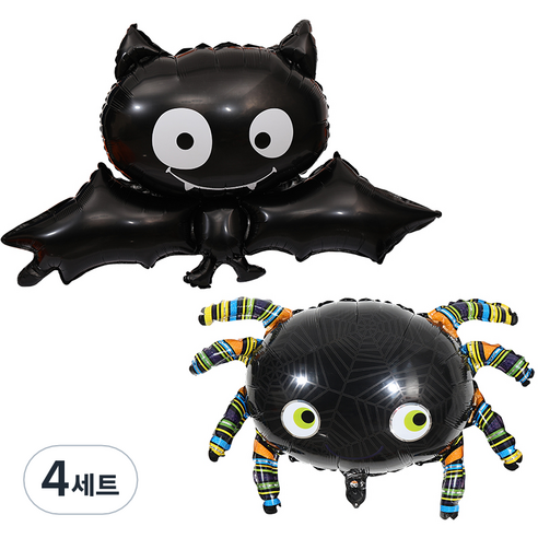 대형 박쥐와 거미 2종 세트, 혼합색상, 4세트