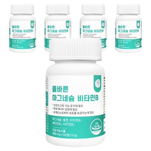 올바른건강식품 마그네슘 비타민B 72g, 90정, 5개