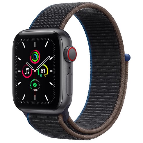 Apple 애플워치 SE, GPS+Cellular, 스페이스 그레이 알루미늄 케이스, 차콜 스포츠 루프