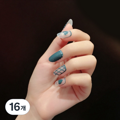 이엘피코리아 네일스티커 Q840 발레하트체크, 혼합 색상, 16개