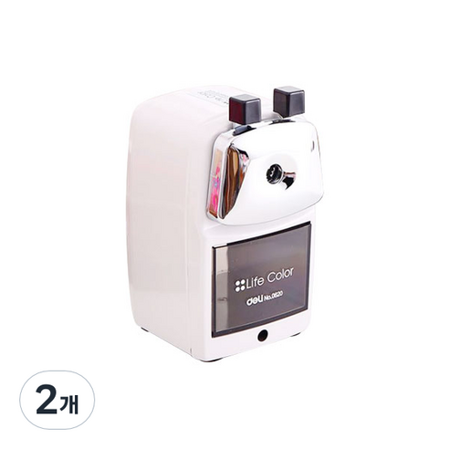 델리 모닝 LIFE COLOR 연필깎이, 화이트, 2개