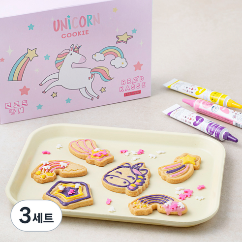 브로드카세 유니콘 쿠키 만들기 세트 아몬드, 230g, 3세트
