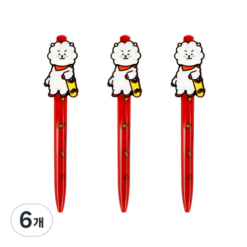 라인프렌즈 BT21 피규어젤펜 0.5mm, 알제이, 6개
