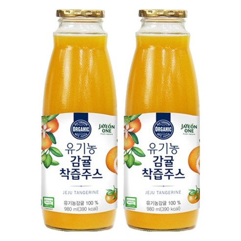 자연원 유기농 감귤 착즙 주스, 980ml, 2개
