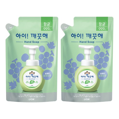 아이깨끗해 향균 거품 핸드 솝 리필 청포도향, 450ml, 2개