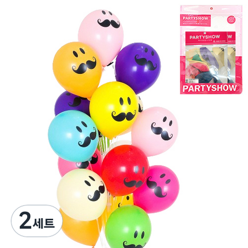 파티쇼 파티 장식 풍선 20p 세트, 콧수염혼합, 2세트