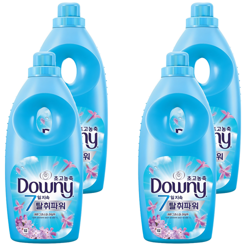 다우니 7일 지속 탈취파워 초고농축 섬유유연제 레몬 그라스와 라일락 본품, 1L, 4개