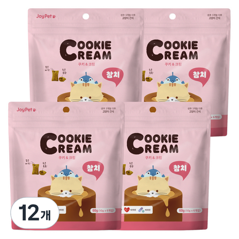 조이펫 쿠키 앤 크림 고양이간식, 참치, 60g, 12개