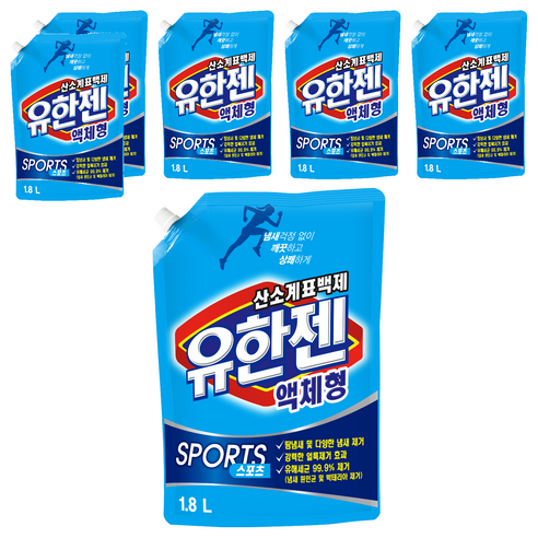 유한젠 스포츠 산소계 표백제 액체형, 1.8L, 6개
