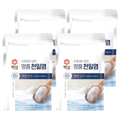 백설 오천년의 신비 가는입자 천일염, 250g, 4개