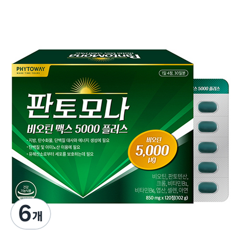 판토모나 비오틴 맥스 5000 플러스, 120정, 6개