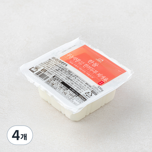 한둘 무농약 인증 콩으로 만든 한끼 두부 찌개용, 120g, 4개