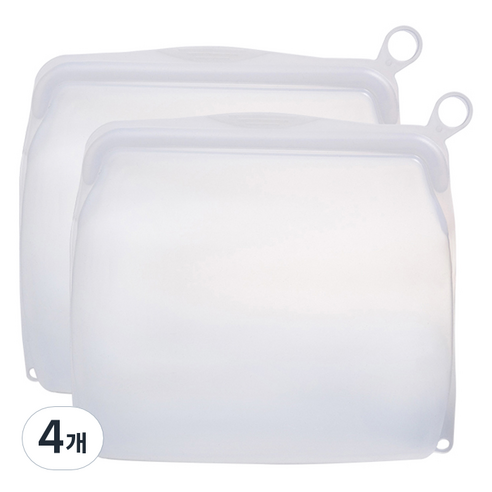 살림백서 생활백서 제로웨이스트 실리콘 지퍼백 1500ml, 화이트, 4개