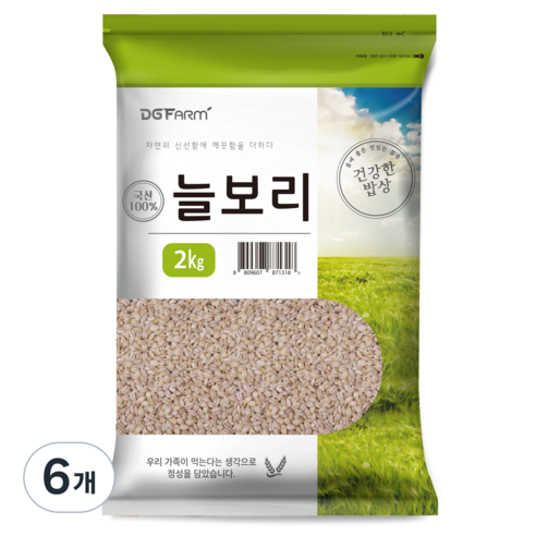 대구농산 국산 늘보리쌀, 2kg, 6개