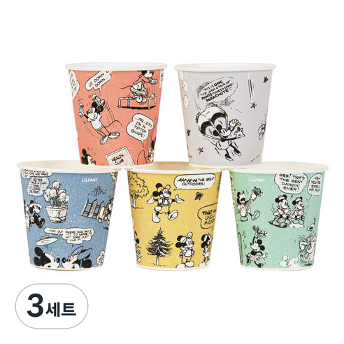 릴팡 미키 코믹 홈파티 종이컵 184ml x 200p 세트 랜덤발송, 200개입, 3세트
