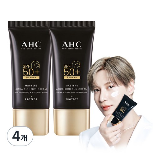 AHC 마스터즈 아쿠아 리치 선크림 SPF50+ PA++++, 30ml, 4개
