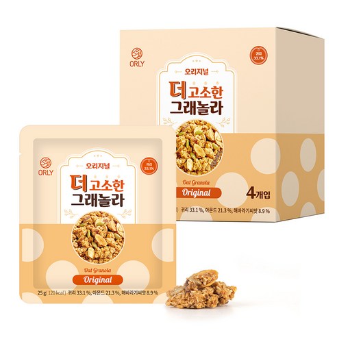 올리 더 고소한 그래놀라 오리지널, 25g, 4개