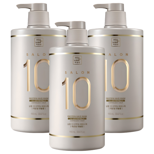 미쟝센 살롱10 단백질 대용량 에센스 헤어팩 극손상 모발용, 990ml, 3개