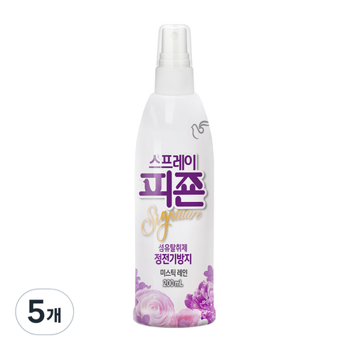 피죤 리치퍼퓸 스프레이 섬유탈취제 미스틱 레인 본품, 200ml, 5개, 미스틱레인