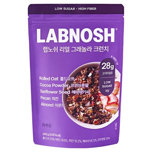 랩노쉬 리얼 그래놀라 크런치 카카오 시리얼, 200g, 1개
