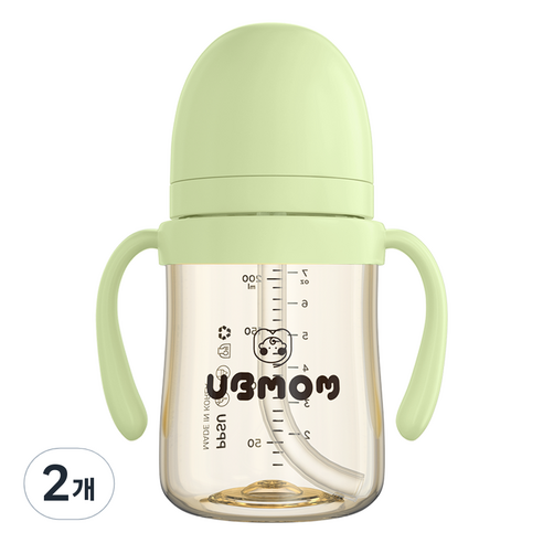 유비맘 시그니처 PPSU 빨대컵 200ml, 2개, 멜론
