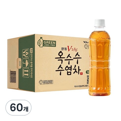 광동옥수수수염차 그린 무라벨, 500ml, 60개
