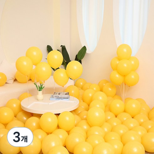 피앤비유니티 스탠다드 라운드 풍선 25cm 100p, 15 레몬옐로우, 3개