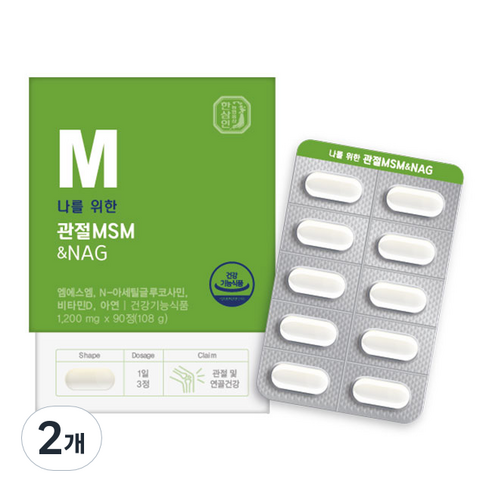한삼인 나를 위한 관절MSM&NAG 108g + 쇼핑백, 90정, 2개