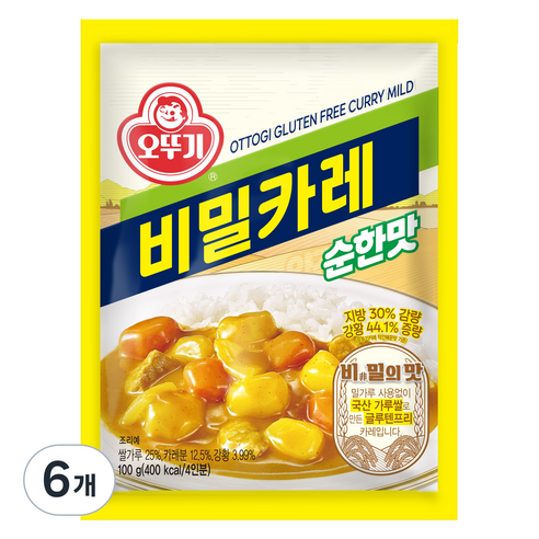 오뚜기 비밀카레 순한맛, 100g, 6개