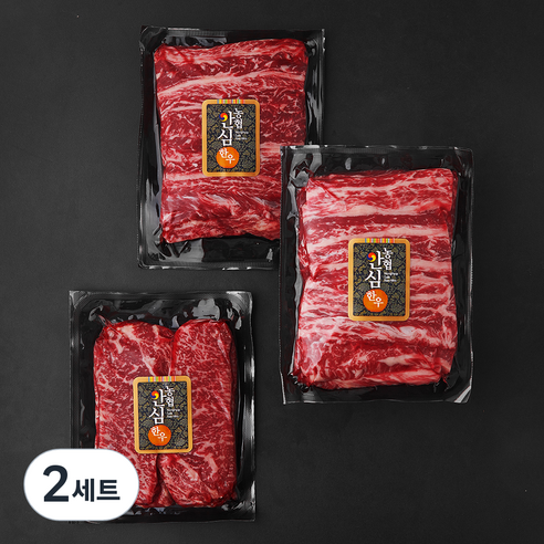 농협안심한우 구이딱조은 갈비살 1+등급 200g x 2개 + 채끝 1+등급 200g 세트 (냉장), 2세트
