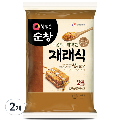 청정원순창 개운하고 담백한 재래식 생된장, 500g, 2개