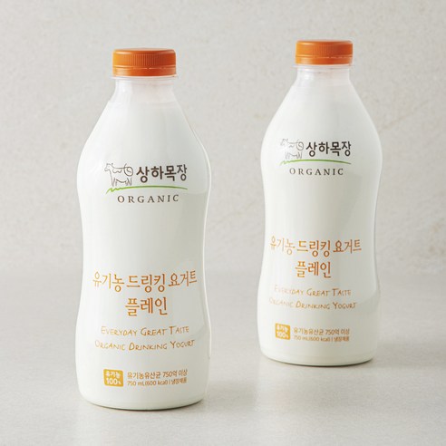 상하목장 유기가공식품 인증 드링킹 요거트 플레인, 750ml, 1개입, 2개