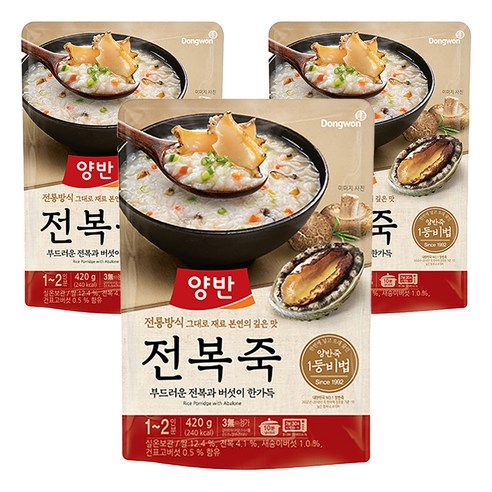 양반 전복죽, 420g, 3개