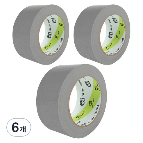 신흥테이프 대용량 면 테이프 은색 48mm x 25m, 6개