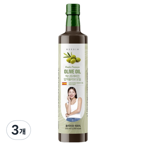 니드인 엑스트라버진 압착올리브 오일, 3개, 250ml