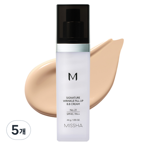 미샤 M 시그너처 링클 필업 비비크림 SPF45 PA++, 21호 화사한 베이지, 44g, 5개