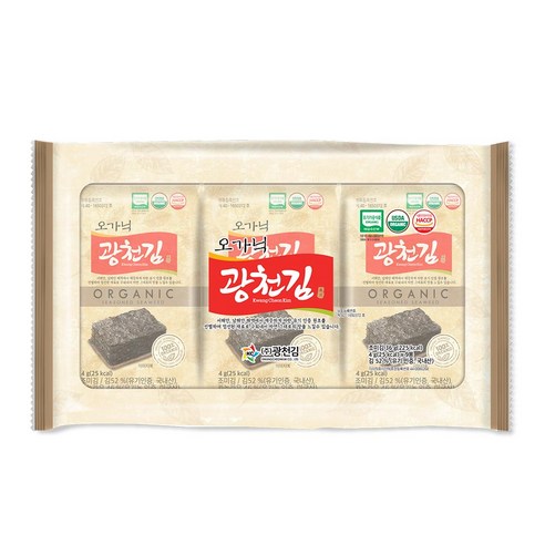 광천김 오가닉 도시락김, 4g, 9개