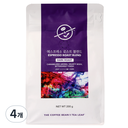 커피빈 에스프레소 로스트 블렌드 원두, 홀빈(분쇄안함), 200g, 4개