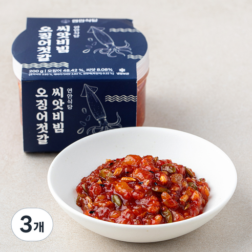 연안식당 씨앗비빔 오징어젓갈, 200g, 3개