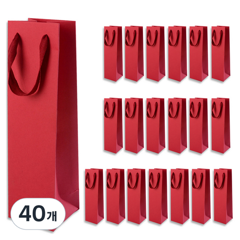 골든래빗 와인C 컬러 와인 종이백 9 x 28 x 8 cm, 레드, 40개