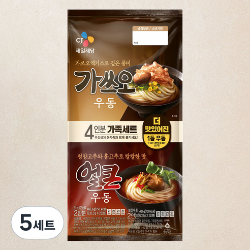 CJ제일제당 가쓰오우동 2인분 + 얼큰우동 2인분 세트, 930.6g, 5세트