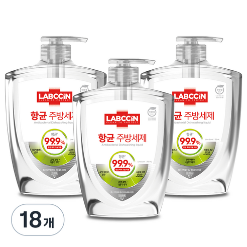 랩신 항균 주방세제 라임향, 750ml, 18개