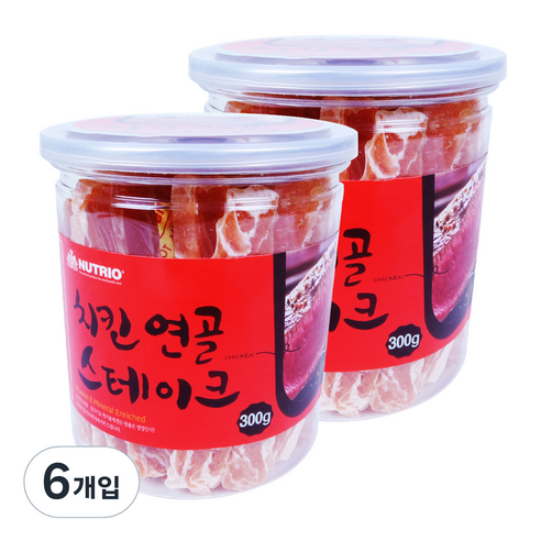 뉴트리오 스테이크 반려견 간식, 치킨연골맛, 300g, 6개