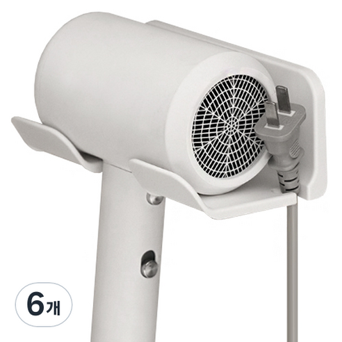 피키픽스 드라이기 거치대 무타공 접착식, 화이트, 6개