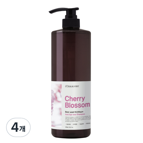 로더베르 맥주효모 50000ppm 탈모완화 샴푸 체리블라썸, 1000g, 4개