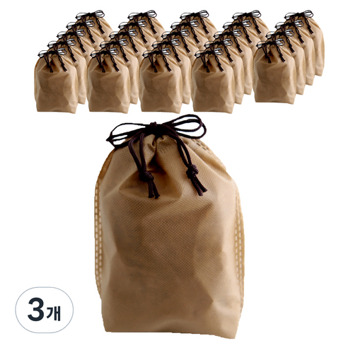 부직포 복주머니 더스트백 10 x 19 cm 25p, 카라멜, 3개