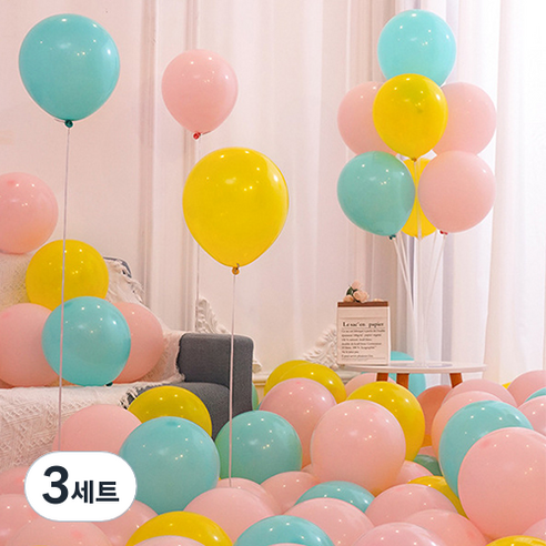 윰스 마카롱 풍선 25cm 100p 믹스 세트, 파스텔정원, 3세트