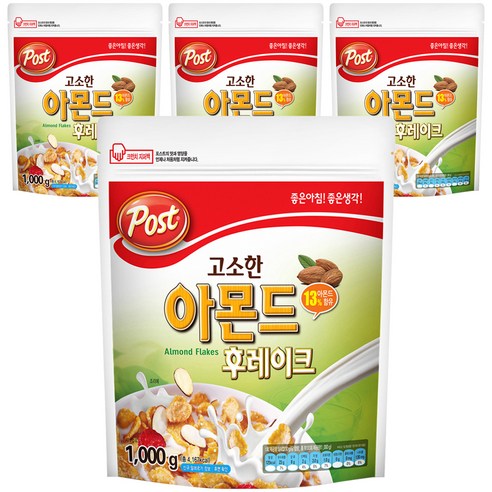 포스트 고소한 아몬드 후레이크 시리얼, 1kg, 4개