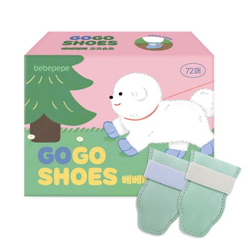 베베페페 강아지 고고슈즈 일회용 산책 신발 72p, 민트, 1세트