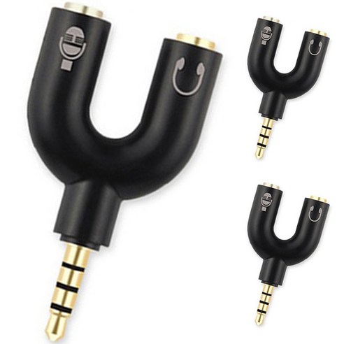 4극 Y형 이어폰 마이크 헤드셋 변환 젠더 3P – 블랙, Y형 스테레오 젠더 4극 Y형 이어폰 마이크 헤드셋 변환 젠더 3P – 블랙, Y형 스테레오 젠더